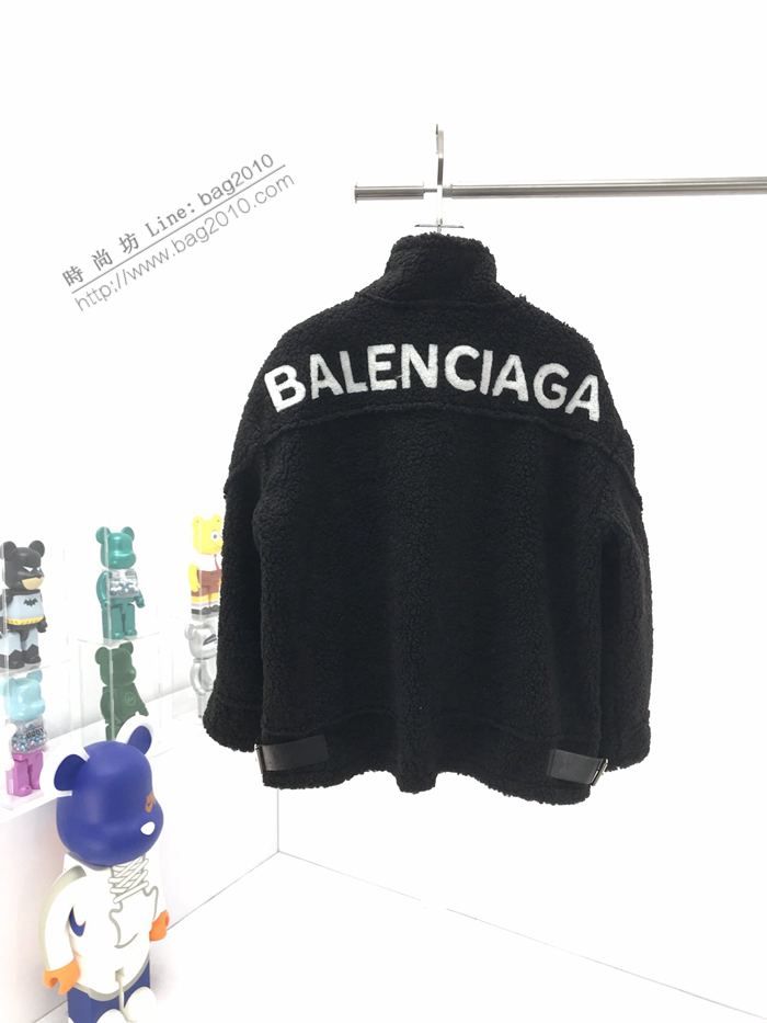 Balenciaga男裝 巴黎世家後背logo字母羊羔毛拉鏈外套  ydi3067
